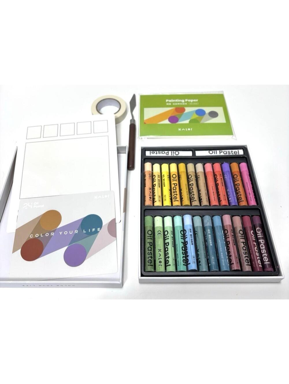 Oil Pastels Set – 24 Colors + Blending Tool, Includes Painting Paper Crafts NEW